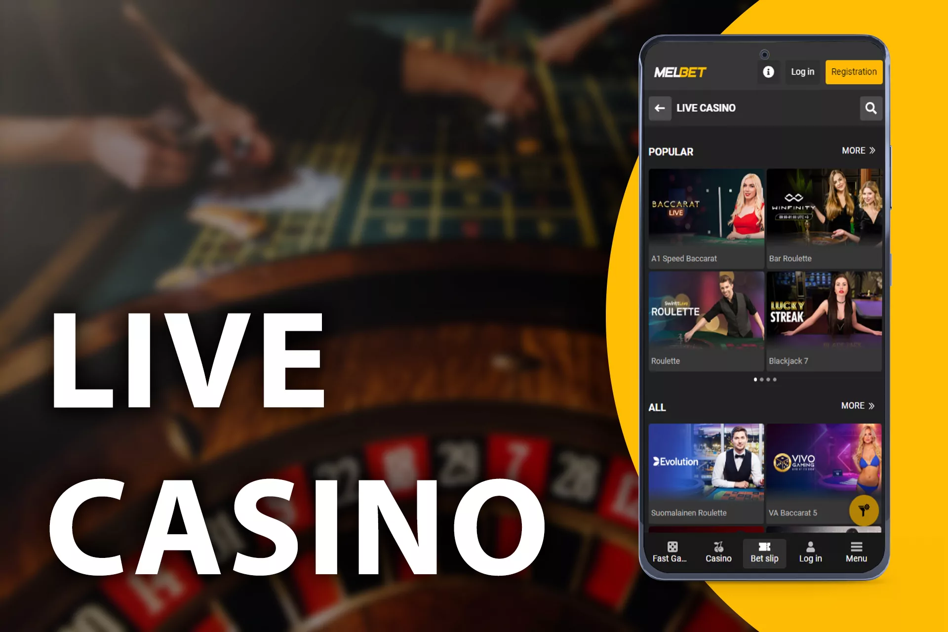 If you prefer games with real dealers try the Melbet Live Casino.