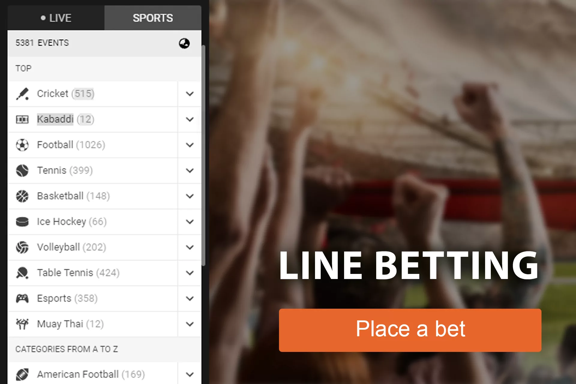 You can bet with the Melbet line betting option.