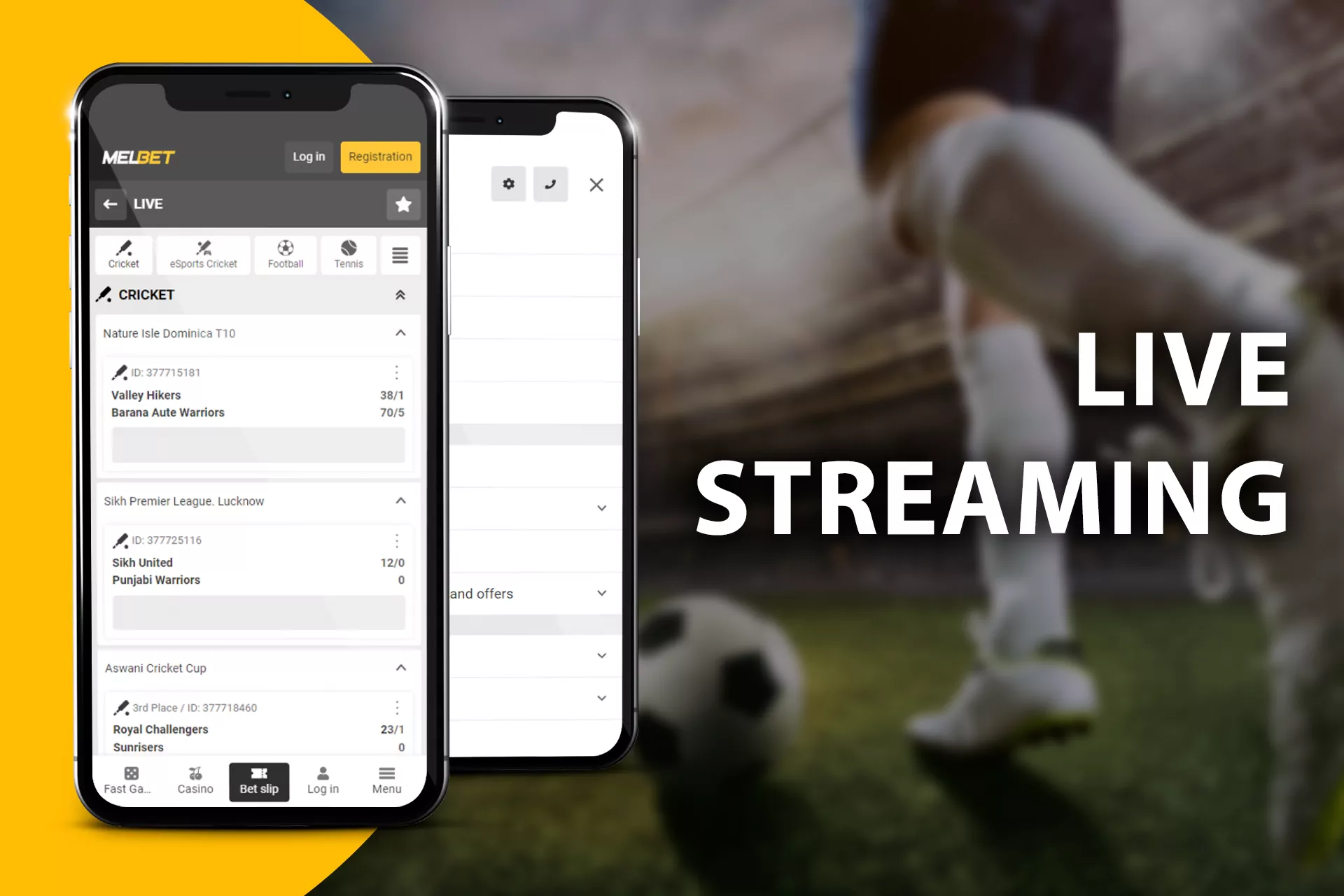 You can watch the match and place bets in the Melbet live streaming section.