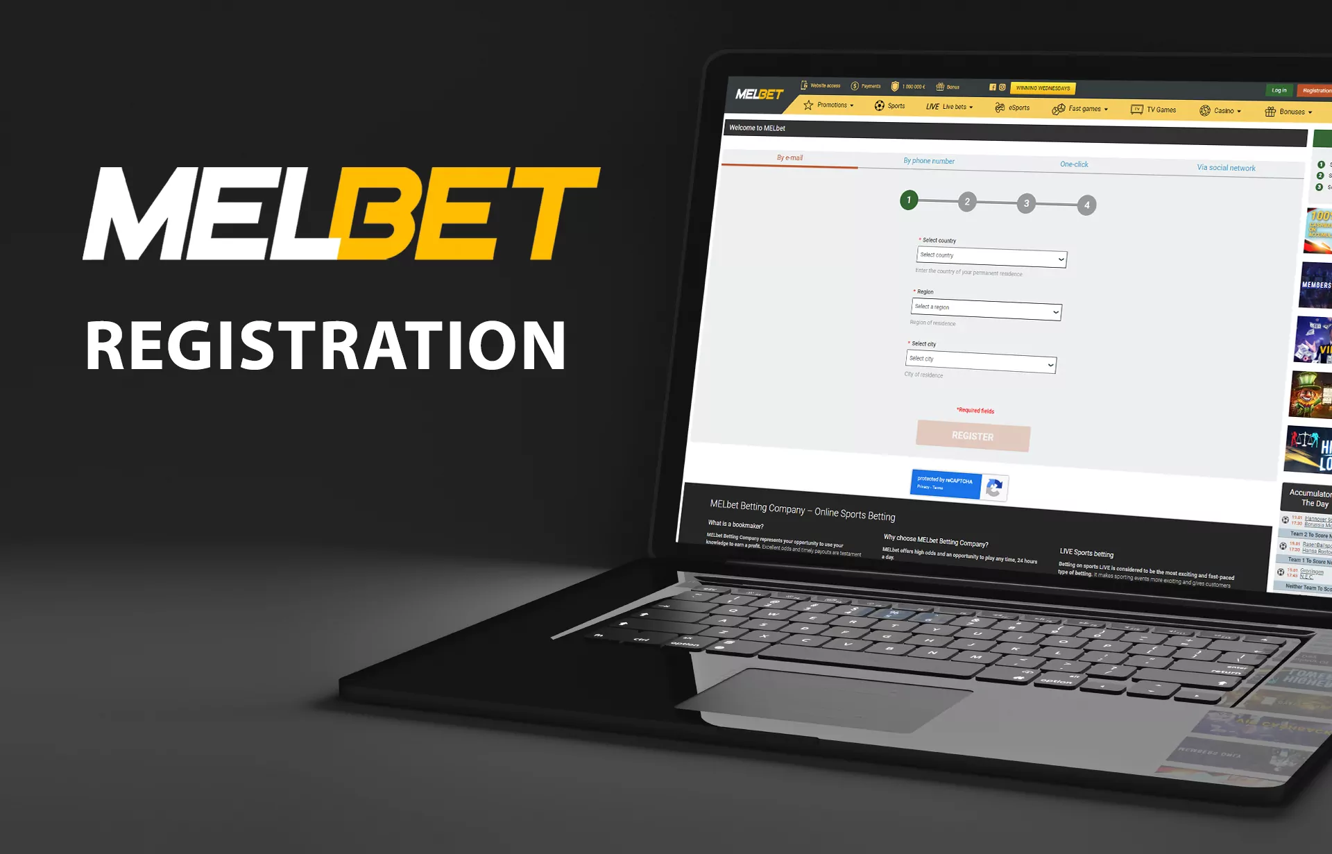 Visit the official Melbet website and click on the register button.